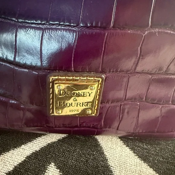Dooney & Bourke Plum Croc-Embossed Shoulder Bag - Picture 2 of 15